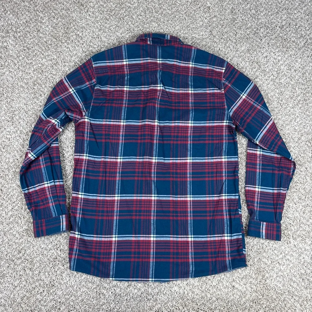 Orvis Shirt Mens M Blue Red Plaid Flat Creek Tech Flannel Long Sleeve Button Up - Picture 11 of 14